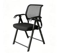 HJYXXSR Chaise de Bureau Ergonomique Pliable, avec accoudoirs, Chaise Longue Portable, Structure en métal, adaptée aux Petits espaces, à la Maison et au Bureau Black