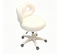 HJYXXSR Chaise de vanité pivotante à 360 °, Tabouret de vanité Ergonomique, Dossier en Forme d'arc, Base en Acier au Carbone, Convient aux Chambres à Coucher, Salons, dressings White