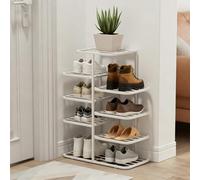 HJYXXSR Étagère à Chaussures Verticale, étagère de Rangement en métal, étagère Multicouche Simple, Tour à Chaussures d'entrée, adaptée aux Salons, armoires, entrées White Five Layers