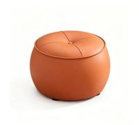 HJYXXSR Ottoman Rond en Cuir, Cadre en Bois Massif, Tabouret Bas empilable, Repose-Pieds de canapé, adapté pour l'entrée, Le Salon, la Chambre, Le Balcon Orange
