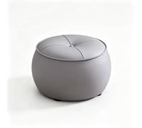 HJYXXSR Ottoman Rond en Cuir, Cadre en Bois Massif, Tabouret Bas empilable, Repose-Pieds de canapé, adapté pour l'entrée, Le Salon, la Chambre, Le Balcon Grey