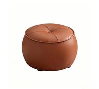 HJYXXSR Ottoman Rond en Cuir, Cadre en Bois Massif, Tabouret Bas empilable, Repose-Pieds de canapé, adapté pour l'entrée, Le Salon, la Chambre, Le Balcon Brown