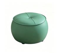 HJYXXSR Ottoman Rond en Cuir, Cadre en Bois Massif, Tabouret Bas empilable, Repose-Pieds de canapé, adapté pour l'entrée, Le Salon, la Chambre, Le Balcon Green