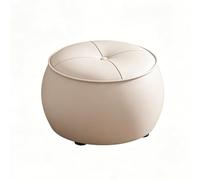 HJYXXSR Ottoman Rond en Cuir, Cadre en Bois Massif, Tabouret Bas empilable, Repose-Pieds de canapé, adapté pour l'entrée, Le Salon, la Chambre, Le Balcon Beige