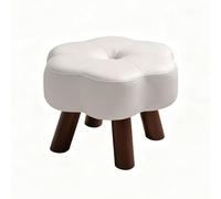 HJYXXSR Petits Repose-Pieds/tabourets Bas, en Forme de pétale, rembourrés en Cuir avec Pieds en Bois Massif, adaptés aux entrées, entrées, Chambres à Coucher, Salons White