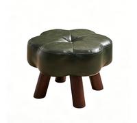 HJYXXSR Petits Repose-Pieds/tabourets Bas, en Forme de pétale, rembourrés en Cuir avec Pieds en Bois Massif, adaptés aux entrées, entrées, Chambres à Coucher, Salons Green