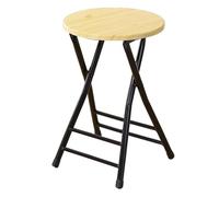 HJYXXSR Planche de Bois Ronde de Tabouret Pliant, processus de Blister en PVC, Support en métal, adapté aux Cuisines, aux salles à Manger et aux Bars Black Frame Natural