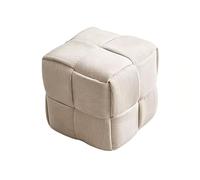 HJYXXSR Repose-Pieds carré, Tabouret Bas tissé en Velours côtelé, Cadre en Bois Massif, Repose-Pieds cubique, adapté au Salon, à l'entrée, à la Chambre à Coucher, à l'entrée White