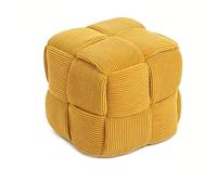 HJYXXSR Repose-Pieds carré, Tabouret Bas tissé en Velours côtelé, Cadre en Bois Massif, Repose-Pieds cubique, adapté au Salon, à l'entrée, à la Chambre à Coucher, à l'entrée Yellow