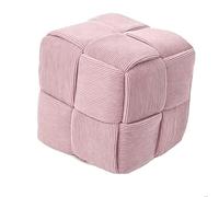 HJYXXSR Repose-Pieds carré, Tabouret Bas tissé en Velours côtelé, Cadre en Bois Massif, Repose-Pieds cubique, adapté au Salon, à l'entrée, à la Chambre à Coucher, à l'entrée Pink