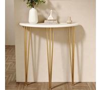 HJYXXSR Table Console à Bords étroits de Style Ferme, Pieds en métal, Table d'entrée Semi-Circulaire en Bois, adaptée aux Salons, couloirs et foyers Gold 100cm/39.4in