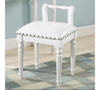 HJYXXSR Tabouret de Coiffeuse, Tabouret de Piano Vintage, Chaise de Chambre Ergonomique avec Pieds en Bois Massif, siège rembourré Confortable, adapté aux Chambres, Salons, entrées White Legs - White