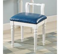 HJYXXSR Tabouret de Coiffeuse, Tabouret de Piano Vintage, Chaise de Chambre Ergonomique avec Pieds en Bois Massif, siège rembourré Confortable, adapté aux Chambres, Salons, entrées White Legs - Blue