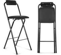 HJYXXSR Tabourets de Bar pliants, tabourets Hauts Portables avec dossiers et Rembourrage Doux, adaptés aux îlots de Cuisine et aux Salons familiaux Black 60cm/23.6in