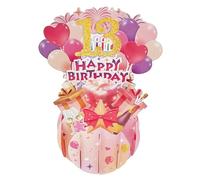 HKFENG Carte d'anniversaire pop-up pour fille - Carte d'anniversaire rose - Carte de vœux pour 13e anniversaire - Carte d'anniversaire pour gril, garçon, fille, petite-fille, nièce sœur (13e