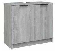 HKLGBVCR Armoire de Bain Sonoma Gris 64,5x33,5x59 cm Bois d'ingénierie | 2 portes, trou pour lavabo, fixation murale incluse, manuel de montage, surface lisse