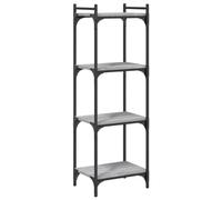 HKLGBVCR Bibliothèque 4 étagères Gris Sonoma 40x30x120 cm Bois d'ingénierie | Composition bois et métal, étagère étroite verticale, usage salon ou bureau, pieds stabilisateurs, fixation murale fournie