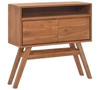 HKLGBVCR Console Table 80x30x80 cm Solid Teak Wood | Scandinavian Style, 2 Drawers, 1 Shelf, , Space Saving