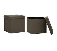 HKLGBVCR Tabourets De Rangement Pliables Lot De 2 Marron Foncé Faux Lin