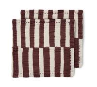 HKliving Serviette en coton Striped 30x30 cm. lot de 2 Burgundy