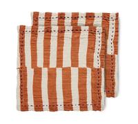 HKliving Serviette en coton Striped 30x30 cm. lot de 2 Tangerine