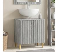 HKQWPBF Arnhem Armoire de lavabo en bois Gris sonoma 59,5 x 31,5 x 59 cm | Porte réversible, résistante à l'humidité, profil fin, surface facile d'entretien, design moderne