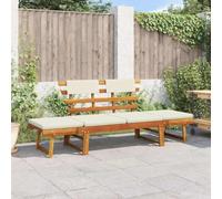 HKQWPBF Banc de jardin 2 en 1 avec coussins, 190 cm, en bois d'acacia | Côtés réglables, housses rembourrées amovibles, bois dur résistant aux intempéries, traité à l'huile pour terrasse et jardin