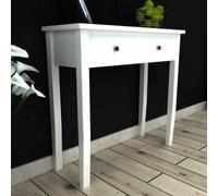 HKQWPBF Coiffeuse table console avec deux tiroirs en bois MDF blanc | Bois de pin, laqué blanc, tiroirs, format compact, polyvalent