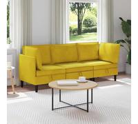 HKQWPBF Ensemble de 3 meubles de salon modernes en velours jaune avec | Housse en velours, cadre en contreplaqué, coussin de coffre, rembourrage en mousse, design ergonomique, nettoyage facile