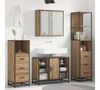 HKQWPBF Ensemble de meubles de salle de bain 3 pièces Chêne Artisan 80 x 33 | Montage mural, matériau en bois, 3 pièces, design simple, espace de rangement