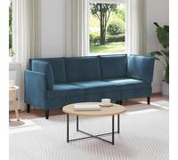 HKQWPBF Ensemble de salon 3 pièces en velours bleu avec contreplaqué | Housse en velours, cadre en contreplaqué, coussin de coffre, rembourrage en mousse, design ergonomique