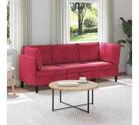 HKQWPBF Ensemble de salon 3 pièces en velours bordeaux avec contreplaqué et | 3 pièces, housse en velours rouge bordeaux, cadre en contreplaqué, coussin de boxe, rembourrage en mousse, ergonomique