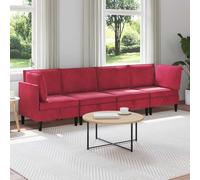 HKQWPBF Ensemble de salon 4 pièces en bordeaux avec housse en velours et | Coussin de coffre, rembourrage en mousse, ergonomique, facile d'entretien, moderne, espace de rangement