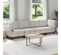 HKQWPBF Ensemble de salon 4 pièces en velours crème avec contreplaqué | Coussin de coffre, rembourrage en mousse, disposition ergonomique, housse en velours facile d'entretien