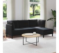 HKQWPBF Ensemble de salon 4 pièces en velours noir contreplaqué | Housse en velours, coussin de coffre, rembourrage en mousse, ergonomique, moderne, facile d'entretien