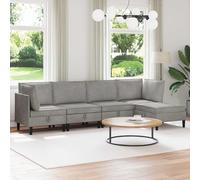 HKQWPBF Ensemble de salon 5 pièces en velours gris clair avec contreplaqué | Coussin d'assise confortable, rembourrage en mousse, design ergonomique, housse facile d'entretien, ensemble de salon moderne