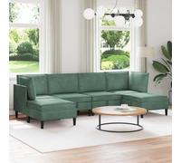 HKQWPBF Ensemble de salon 6 pièces en velours vert mer avec coussin de | Housse en velours, cadre en contreplaqué, coussin de boxe, mousse, ergonomique, facile d'entretien, design moderne