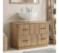 HKQWPBF HOORN Meuble de lavabo en chêne Artisan 82 x 41 x 56 cm | Profil fin, matériau en bois, résistant à l'humidité, plusieurs compartiments, fixation murale incluse