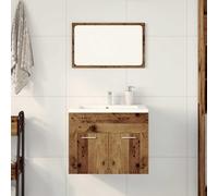 HKQWPBF Lot de 2 meubles de salle de bain en bois avec armoire de salle de bain et miroir mural, espace de rangement spacieux pour articles de toilette, surface miroir en verre transparent, résistant