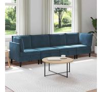 HKQWPBF Lot de 4 meubles de salon en velours bleu avec contreplaqué et | Coussin de boxe, rembourrage en mousse, ergonomique, aspect moderne, housse en velours facile d'entretien