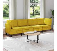HKQWPBF Lot de 4 meubles de salon en velours jaune avec contreplaqué et | Housse en velours, design coussin de coffre, disposition ergonomique, surface facile d'entretien, aspect moderne