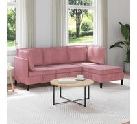 HKQWPBF Lot de 4 meubles de salon en velours rose avec contreplaqué et | Housse en velours, cadre en contreplaqué, coussin de coffre, rembourrage en mousse, forme ergonomique