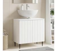 HKQWPBF Meuble de lavabo ZWOLLE - En bois - Blanc - 59,5 x 31,5 x 59 cm | Matériau en bois résistant à l'humidité, porte réversible, charnière à 90°, surface facile d'entretien, format peu encombrant