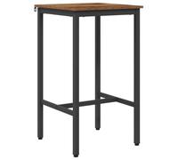 HKQWPBF Table de bar - 52 x 52 x 90 cm - En bois vieilli - Angle droit | Cadre en acier galvanisé, pieds réglables, plateau de table rectangulaire, pour salle à manger et salon, montage facile