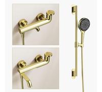 HKTHE Robinet de Baignoire Pliable, HBF0661 Moderne Design Forme de Smiley Mitigeur Baignoire Mural, 4 Modes Douchette avec Pistolet, Barre de Levage, Colonne de Douche, 59A Laiton Mitigeur Douche