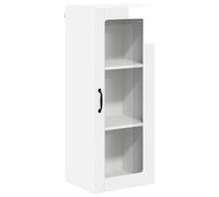 HKTMGDNG Armoire de cuisine murale Lucca Blanc brillant 40 x 31 x 100 cm | Armoire suspendue élégante pour cuisine et garde-manger en bois avec deux étagères pour un rangement ordonné.
