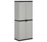 HKTMGDNG Armoire de jardin avec 3 étagères en plastique gris noir 68 x 40 x | L'armoire de terrasse compacte crée de l'ordre sur le balcon et à l'extérieur avec des portes verrouillables.