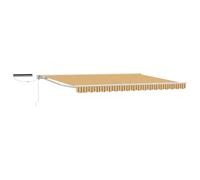 HKTMGDNG Auvent électrique à demi-cassette Jaune/gris/blanc 4 x 3,5 m | Pare-soleil pour terrasse et jardin avec moteur et manivelle en polyester 240 g/m² et cadre en aluminium solide