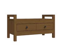 HKTMGDNG Banc de couloir en pin massif marron miel 80 x 40 x 43 cm | Banc en bois avec espace de rangement pour ranger le couloir, le salon et la chambre à coucher. Idéal pour s'asseoir.