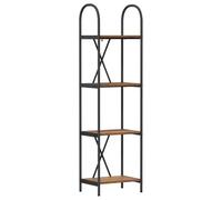 HKTMGDNG Bibliothèque sur pied 4 compartiments 40 x 30 x 146 cm Aspect bois | Étagère fine à 4 étages au design bois vieilli pour le salon et le bureau avec cadre en acier noir solide